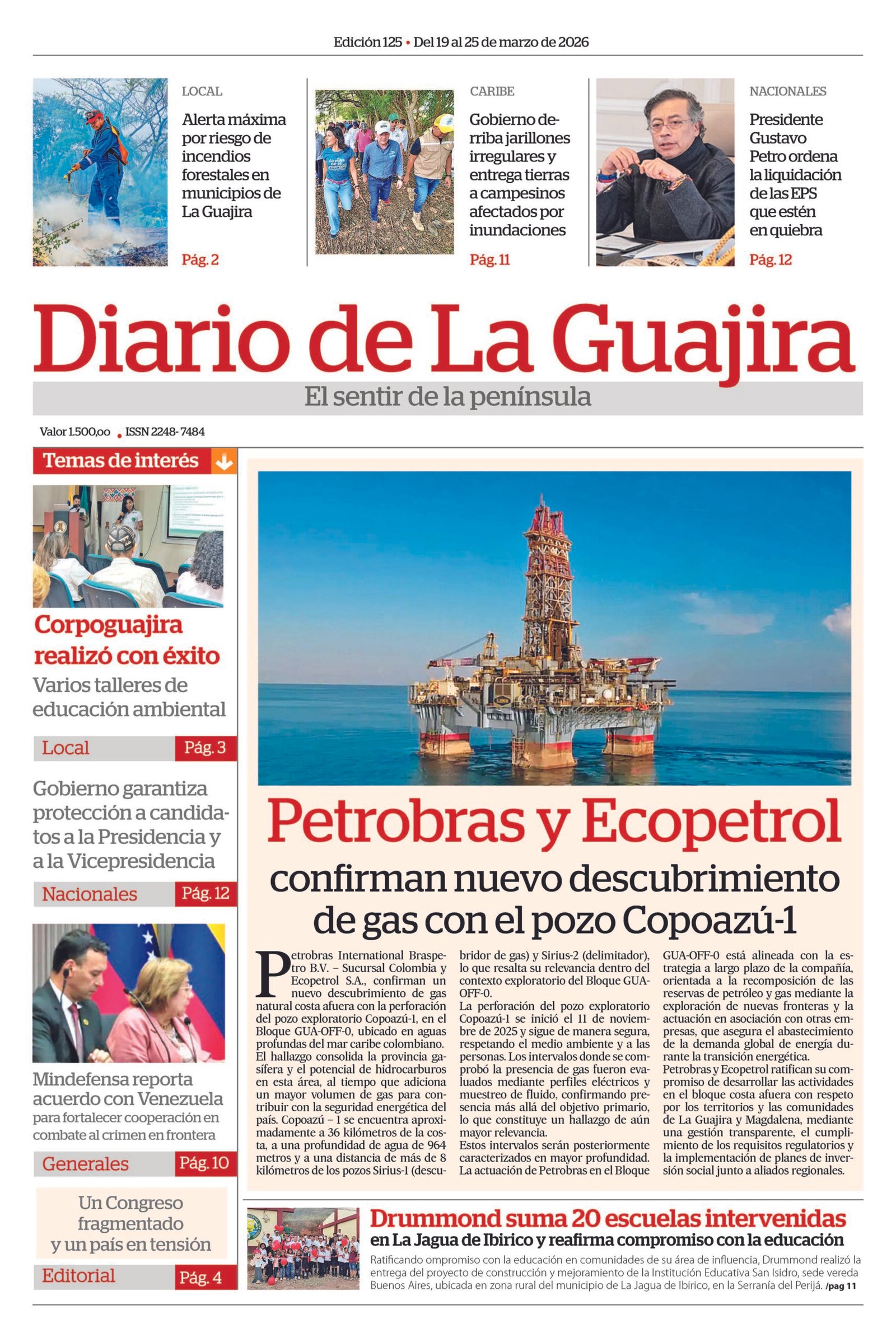 PORTADA DIARIO LA GUAJIRA EDICION IMPRESA- MARZO 2026